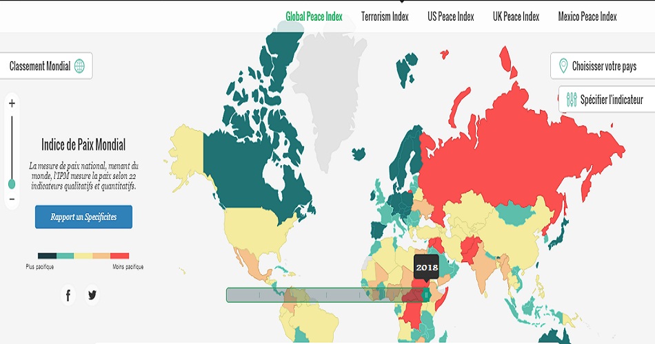 Publisher La Tunisie à la 17e position dans le classement 2018 des pays africains les plus pacifiques