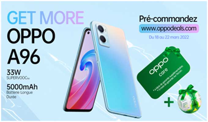 OPPO A96 : Get more avec le nouveau Smartphone pratique qui dure 