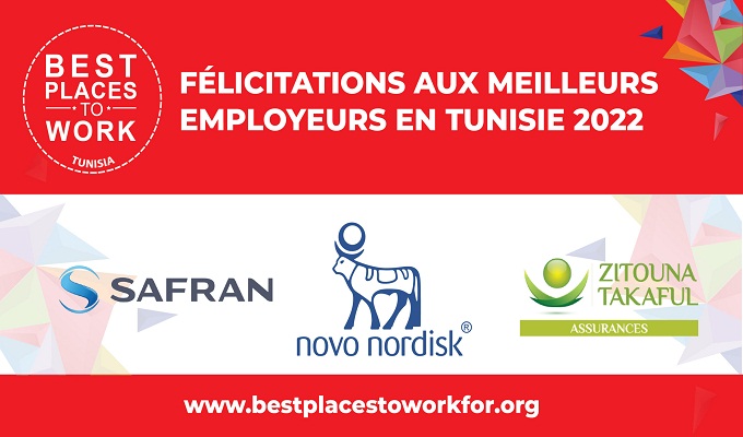 Novo Nordisk, Safran et Zitouna Takaful certifiés parmi les top 3 Meilleurs Employeurs en Tunisie en 2022