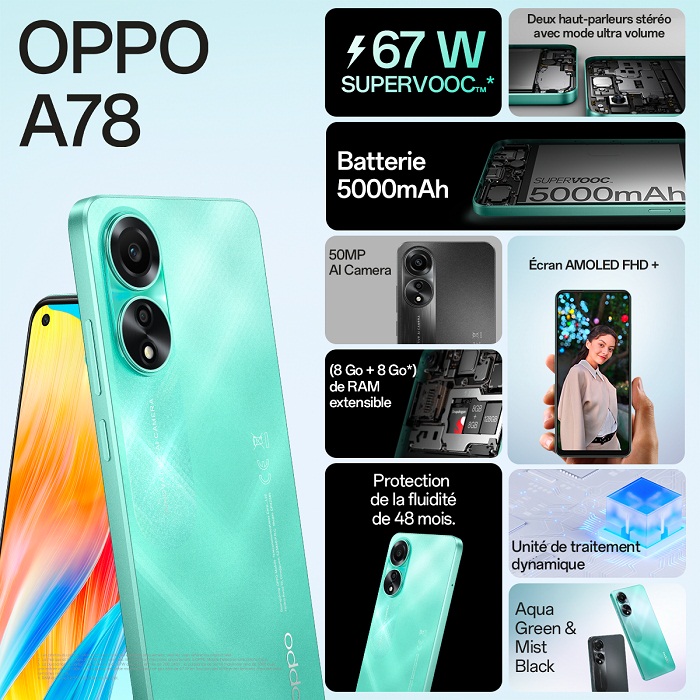 OPPO dévoile son nouveau smartphone A78 en Tunisie