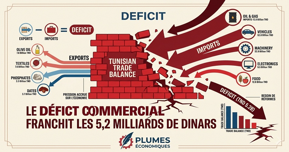 tunisie le déficit commercial franchit les 5,2 milliards de dinars 1