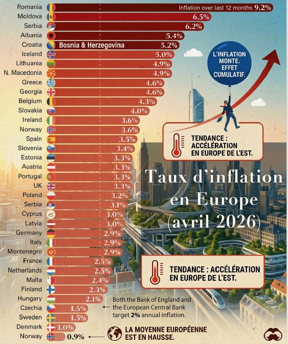 carte de l'inflation en europe 2026 où la vie est elle la plus chère 