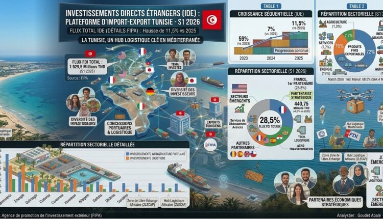 investissements directs étrangers la tunisie attire près de 2 milliards de dinars au premier semestre 2026